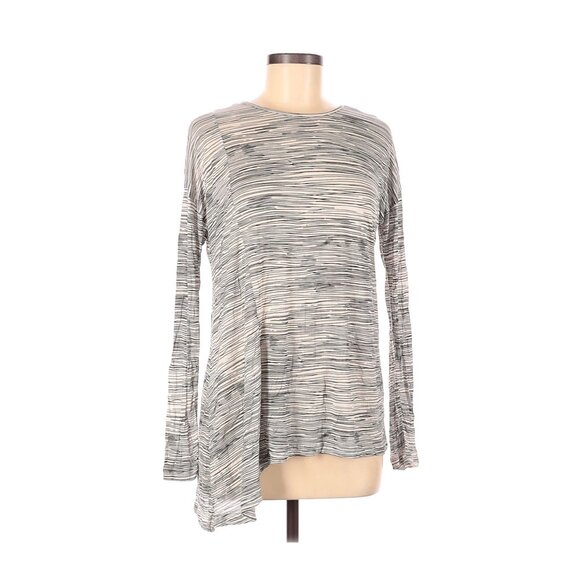 Kensie Striped Asymmetrical Hem Long Sleeve Top Size M - Picture 1 of 5
